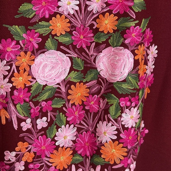 Floral Embroidered Women's Top - Maroon - Picture 5 of 5